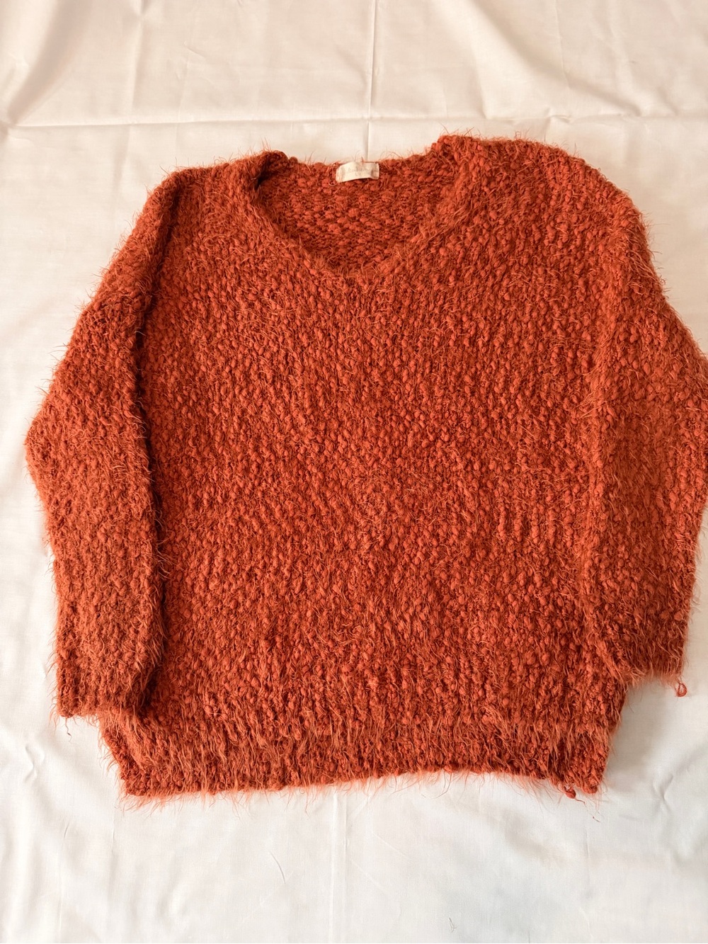 Altar'd State Rust Fuzzy Crewneck Sweater
